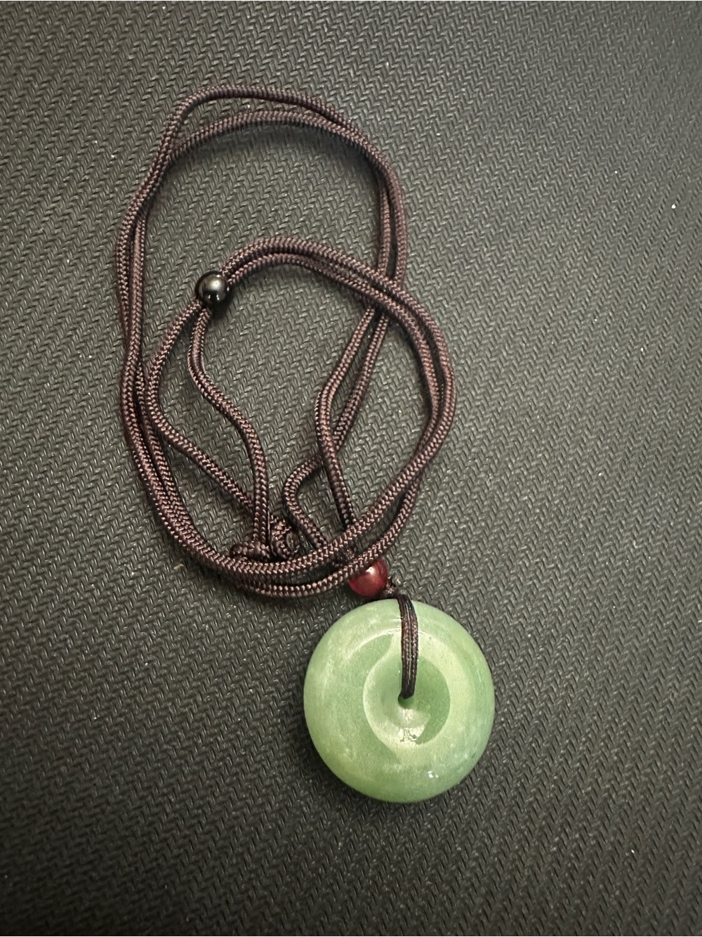 Green Jade Pi Disc Pendant Necklace | Adjustable Cord | Feng Shui Lucky Charm